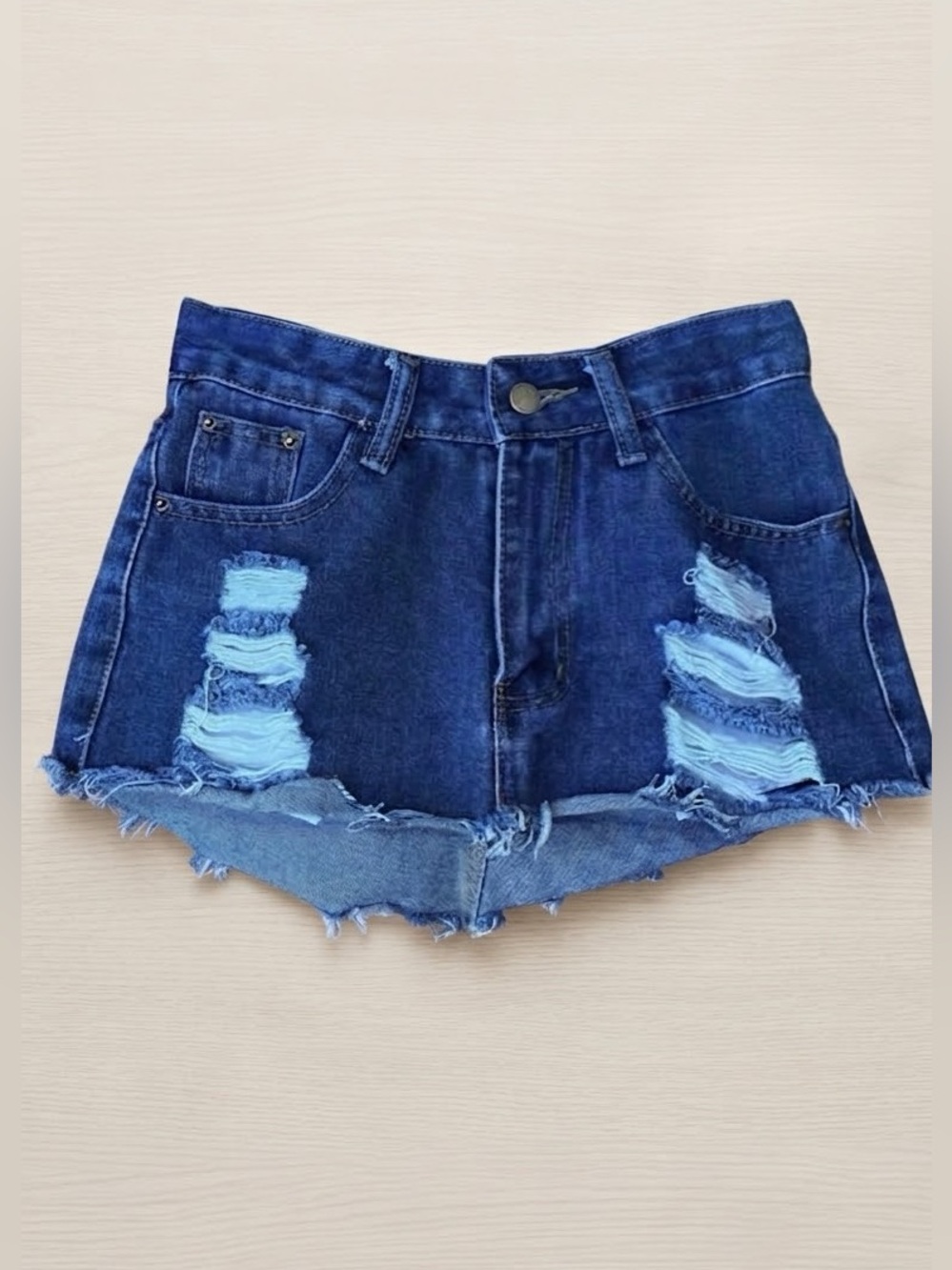 Y2K Micro Mini Denim Skirt Dark Wash Distressed Raw Hem Festival Grunge Size 26